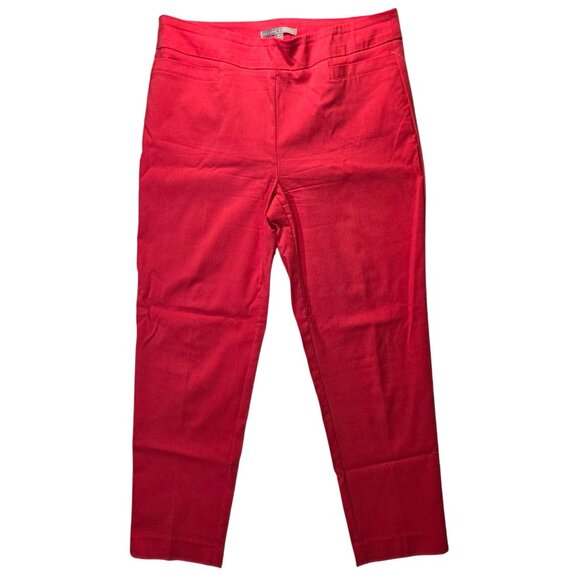 Valerie Stevens Pants - Valerie Stevens Red Pull-On High Rise Straight Leg Stretch Pants Women's Size 12